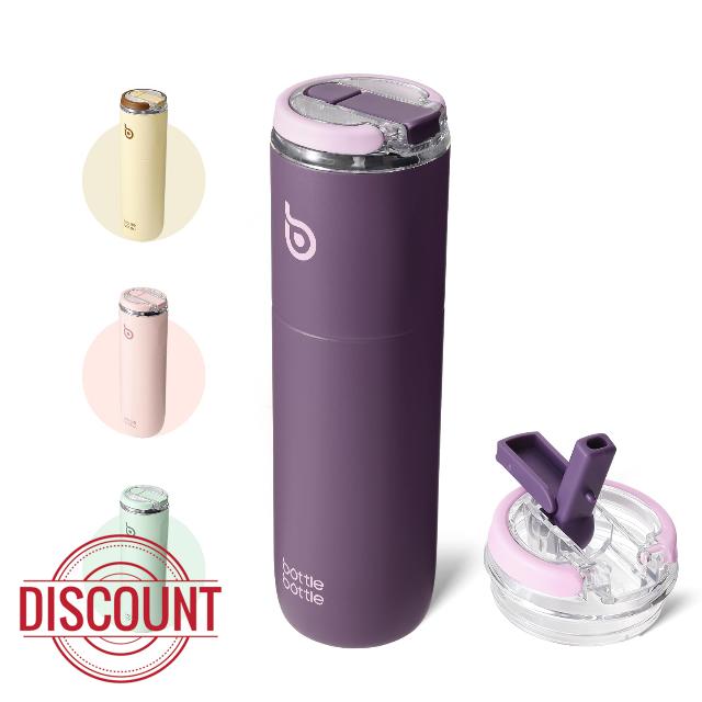 BOTTLE BOTTLE Stainless Steel Water Bottle with Transparent Lid                                                          stainless steel bottle with clear lid leak proof seal dust proof straw Keeps drinks hot or cold Good for gym and travel