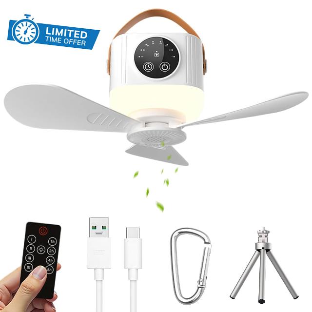 Portable Ceiling Fans with Lights and Remote Control           [Energy Class A+++]                                                  7200mAh Battery Rechargeable