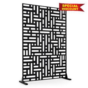 COSTWAY Decorative Garden Privacy Screen with Stand