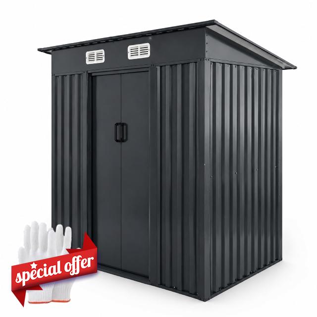 Metal Garden Shed 6 x 4ft Heavy Duty Outdoor Storage Box Tool Shed                                                          Outdoor Garden Furniture Storage Shed with Lockable Door & Air Vent