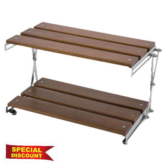 Foldable Rack for Camping Sturdy Stable Camping Shelving Organizer                                                          3 Layered Sturdy Stable Household Storage Shelf for Indoor Outdoor Picnic BBQ