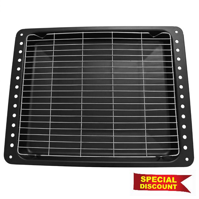 SPARES2GO Oven Tray for Lamona Grill Shelf Drip Pan (460mm x 366mm) + Grid           [Energy Class A]                                                  Fits LAM3200