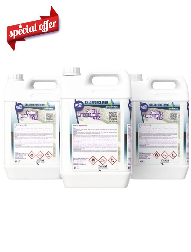 ChlorForce 9.9% Liquid Chlorine Concentration for Swimming Pools 4 X 5 Litres