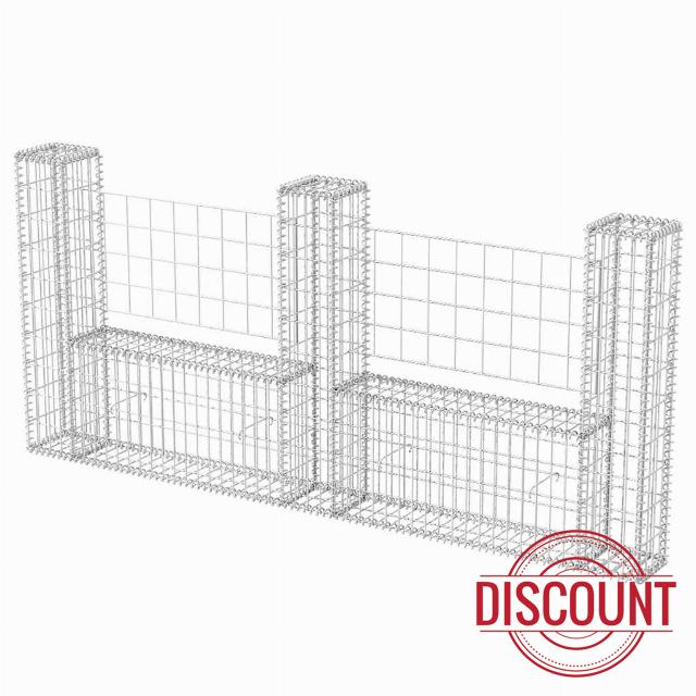 Gabion Basket U-Shape Galvanised Steel 240x20x100 cm                                                          Rustproof