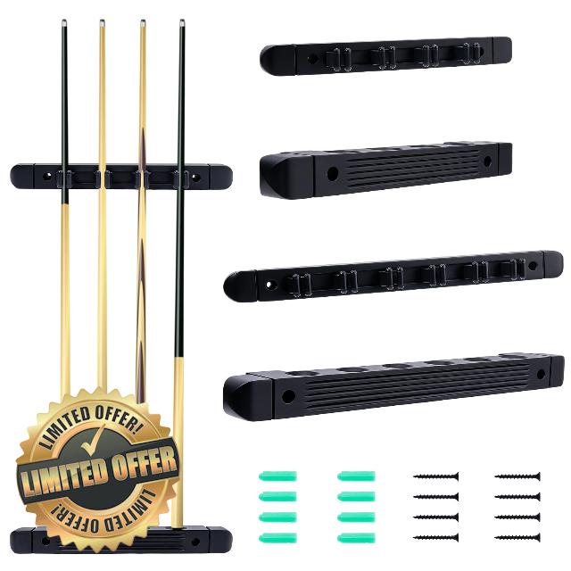 2 Set Black Wall Mount Pool Cue Holder