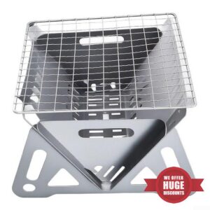 Stainless Steel Camping Grill Foldable Legs Lightweight(Large)                                                          Folds flat for storage