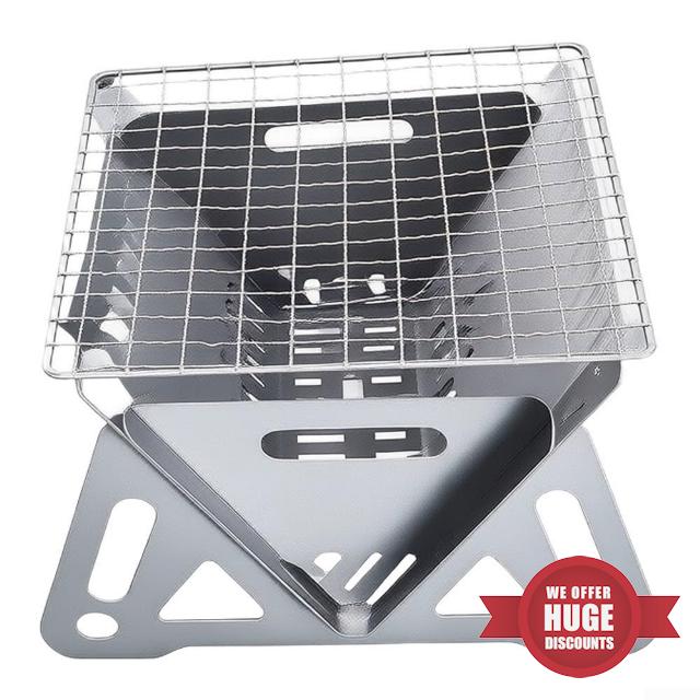 Stainless Steel Camping Grill Foldable Legs Lightweight(Large)                                                          Folds flat for storage