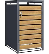 Gray storage cabinet with multiple compartments and doors shown partially open, featuring vertical striped pattern design.
