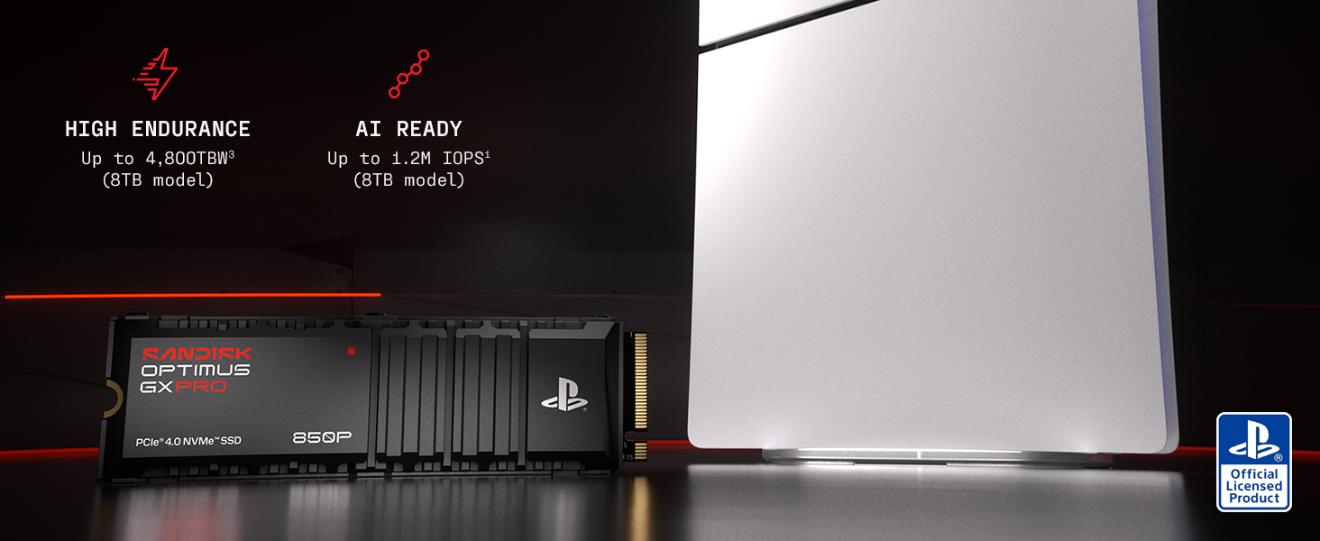 Gaming console setup with text showing specifications and features. White cubic gaming device displayed with black controller base unit featuring multiple ports and technical details.