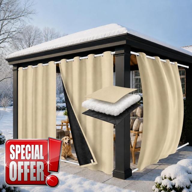 2 Pack Thermal Curtains Waterproof for Outdoor