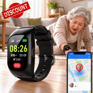 Elderly Fall Detection Watch with SOS Button and GPS Tracker                                                          4G Two-Way Call Emergency Alert Wristband with Caregiver App