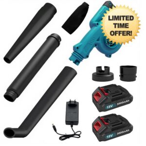Cordless Leaf Blower & Vacuum with 2×3000mAh Batteries & Charger