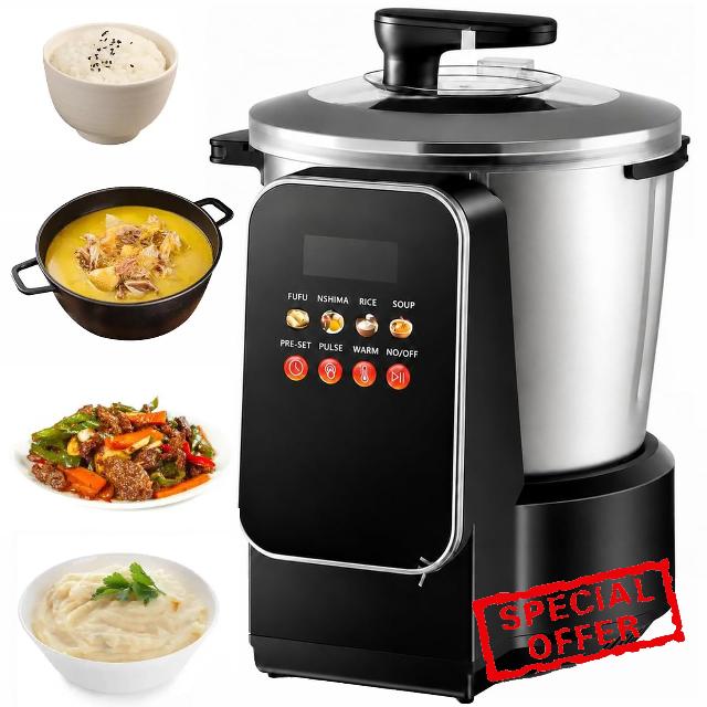 900W Electric Swallow Food Maker with 8L Non-Stick Pot                                                          8L large capacity fufu machine with LED touch screen & timer
