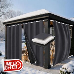 2 Pack Thermal Curtains Waterproof for Outdoor