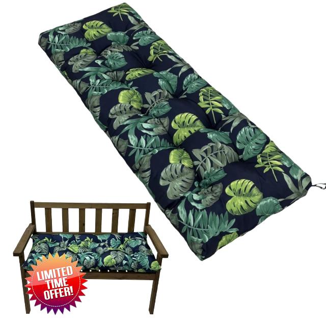 Waterproof 2-Seater Garden Bench Cushion 130x50cm with Non-Slip Straps - Patio Furniture Replacement Pad for Indoor & Outdoor Benches