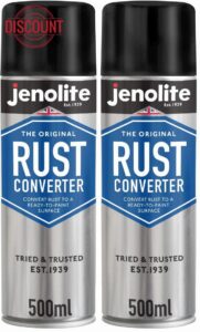 JENOLITE Rust Converter Spray 2 x 500ml                                                          Fast-acting epoxy rust treatment - converts rust to a stable ready-to-paint surface on any metal