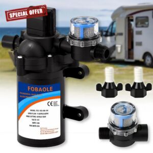 12V Caravan Water Pump 3.0Gpm 50PSI Self-Priming Pressure Booster 11.6 L/min Automatic Pressure Switch with Quick Connect Ports for Campervan Caravan Marine Garden Irrigatio