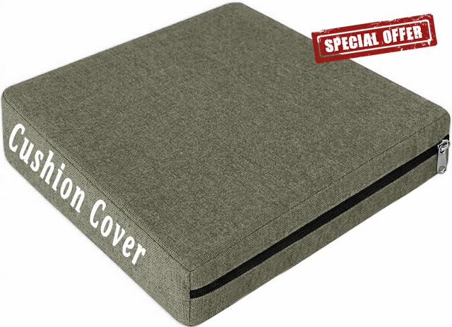 Reversible Linen Chair Cushion Covers - Replacement Seat Pad Slipcovers                                                          Patio Furniture - Custom Size & Multiple Thicknes with Zipper for Dining Office(Dark Brown