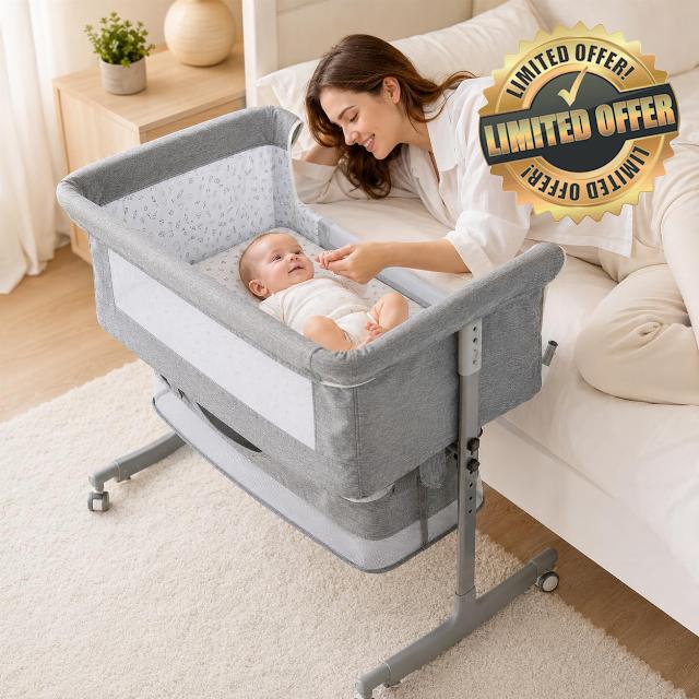 4-in-1 Bedside Crib 6 Height Settings