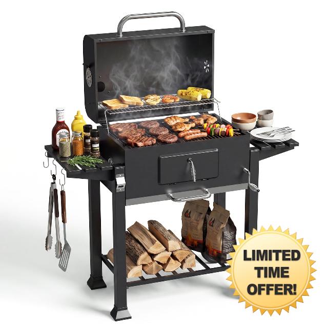 Aoxun XXL Charcoal BBQ & Smoker Grill