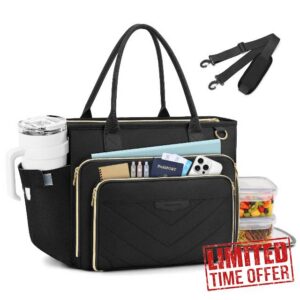 Laptop Bags for Women Teacher Work Tote 15.6 Inch with Lunch Compartment                                                          Ladies Laptop Handbag With Bottle Holder