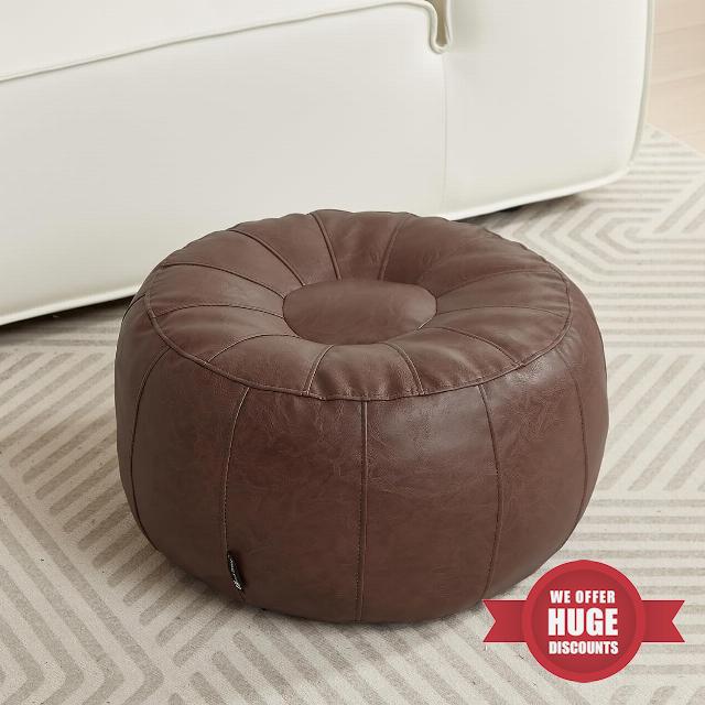 Louis Donné Round Faux Leather Pouffe Cover