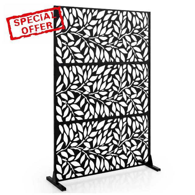 COSTWAY Decorative Garden Privacy Screen with Stand