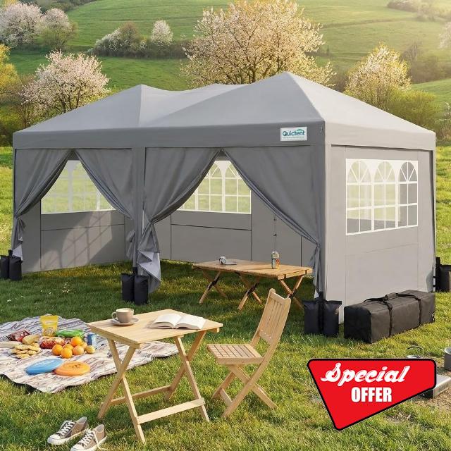 Quictent 3x6m Pop Up Gazebo with Church Window Sides