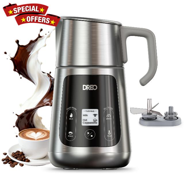 DREO All in 1 Electric Milk Frother [Upgraded]