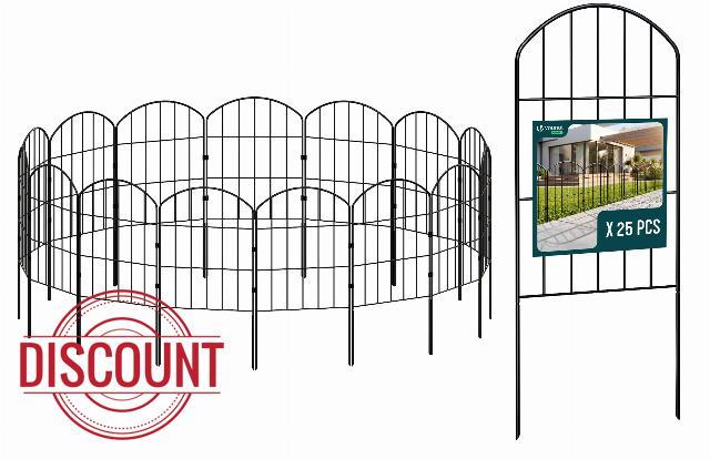 VOUNOT® 25 Panels Metal Garden Fence