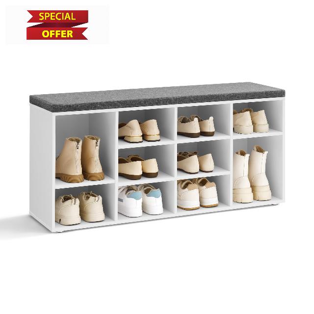 VASAGLE Shoe Bench with Padded Cushion