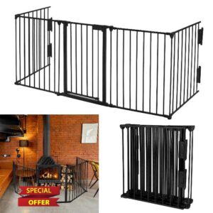 Metal Extendable Fire Guard Foldable with Door for log burner