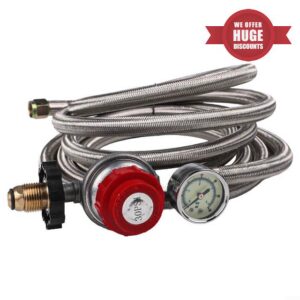 Stainless Steel Gas Regulator Hose 12FT Outdoor(12FT)                                                          5FT flexible hose length