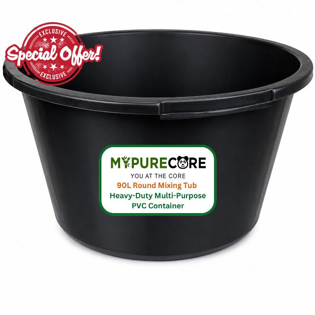 MYPURECORE Round Mixing Tub – Heavy Duty Plastic Utility Tub for Mortar