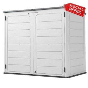 Panana Plastic Garden Storage Shed With Floor Lockable Outdoor Storage House Tool Shed Box