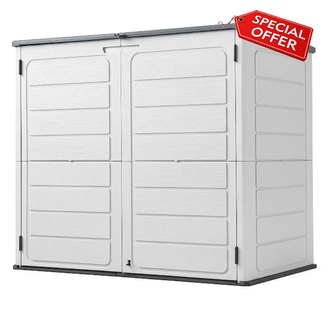 Panana Plastic Garden Storage Shed With Floor Lockable Outdoor Storage House Tool Shed Box