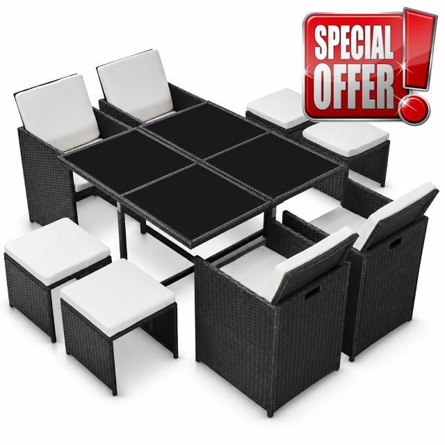 BSTSEL 8 Seater Rattan Garden Dining Set with Cushions