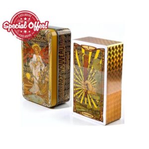 Golden Art Nouveau Tarot in A Tin Box with Guidebook 78Pcs Golden Art Nouveau Taro