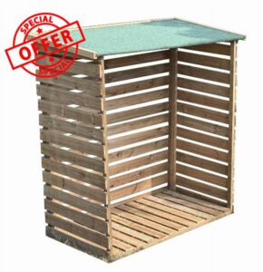 Selections Wooden Log Store Garden Storage Shed with Asphalt Roof                                                          Firewood Seasoning