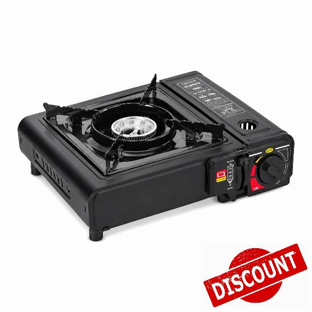 Camping Stove One Burner Portable Gas Cooker Compact Portable Gas Cooker for Outdoor Cooking Picnics Camping Trips，Black