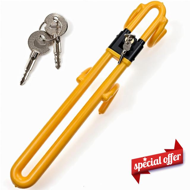 Steering Wheel Lock&Adjustable Car Heavy Duty Security Wheel Lock                                                          Includes 2 Keys |Copper Lock| Reinforced Steel Core| Adjustable 19-27 in |Universal Fit |Universal Auto Car Accessories