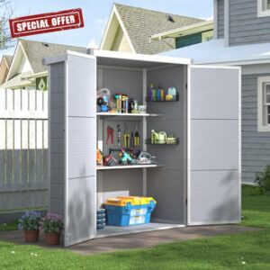 Aoxun 4x2FT Garden Shed Plastic with 2 Adjustable Shelves