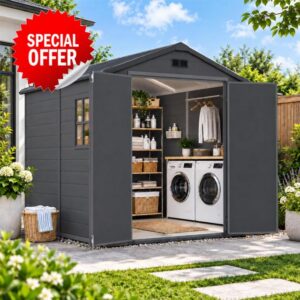 Aoxun 6x8FT Plastic Shed with Floor Included