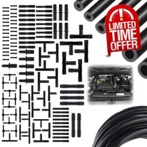 121pcs Black Vacuum Line Kit Max 130PSI Silicone Hose for Vehicles                                                          6PCS 5Ft Automotive Vacuum Hose