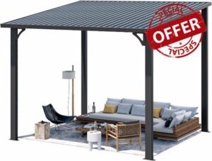 YODOLLA 2.4x3m Lean To Pergola with Roof