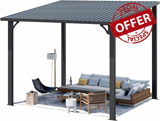 YODOLLA 2.4x3m Lean To Pergola with Roof