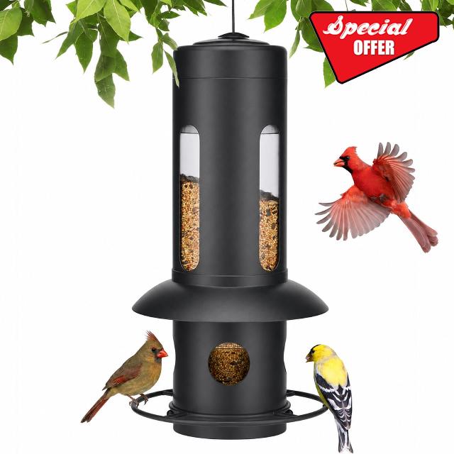 Kingsyard Squirrel Proof Bird Feeder for Outdoors Hanging