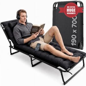 Folding Camping Bed 190x73cm Portable Camp Bed for Adults with Cushion                                                          Heavy Duty Foldable Cot Supports 440lbs