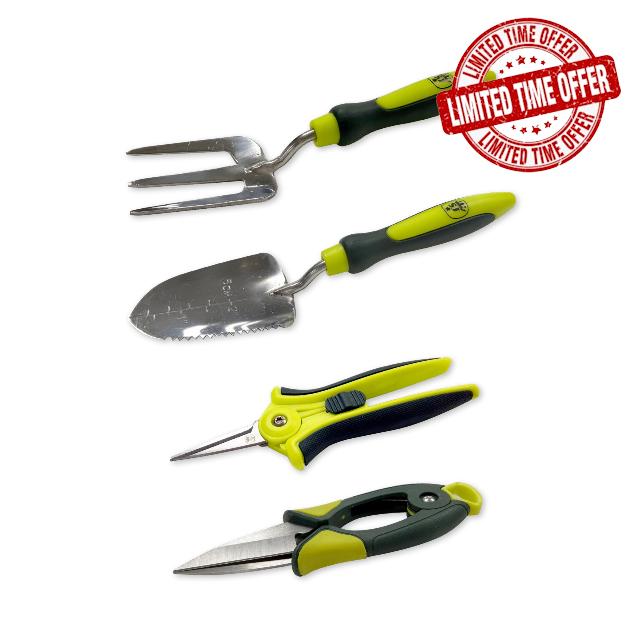 Spear & Jackson Kew Gardens Urban Oasis Collection BG4PSKEW 4-Piece Balcony Garden Tool Set - Compact Lightweight Tools for Cultivating & Pruning Indoor & Balcony Plants