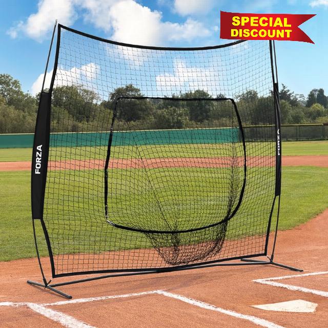 FORZA Pop-Up Baseball Sock Net Screen – 7ft x 7ft Training Net                                                          Portable ball collector with durable knotless mesh